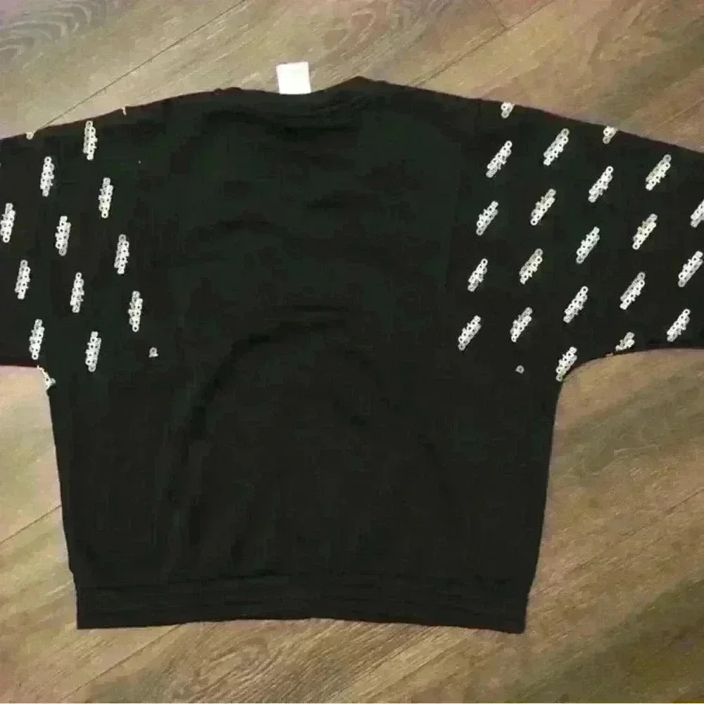 Adidas Sweatshirt Womens Medium Black and White Logo Long Sleeve